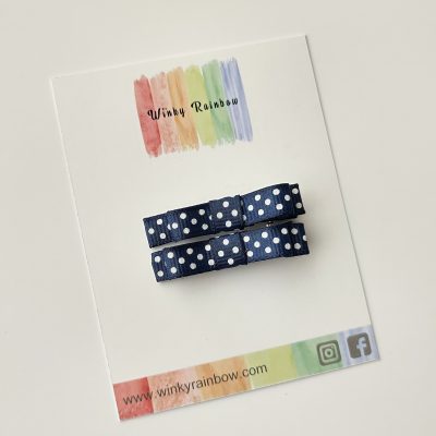 Blue polka fringe clips