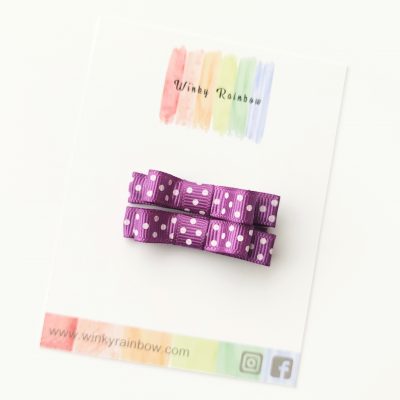 Purple polka fringe clips