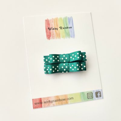 Green polka fringe clips