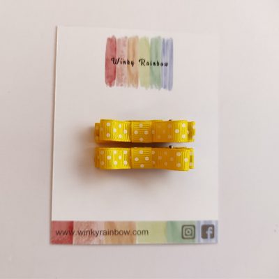 Yellow polka fringe clip
