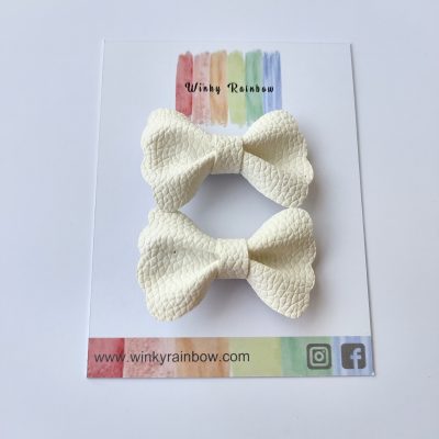 casual leather bows (white)